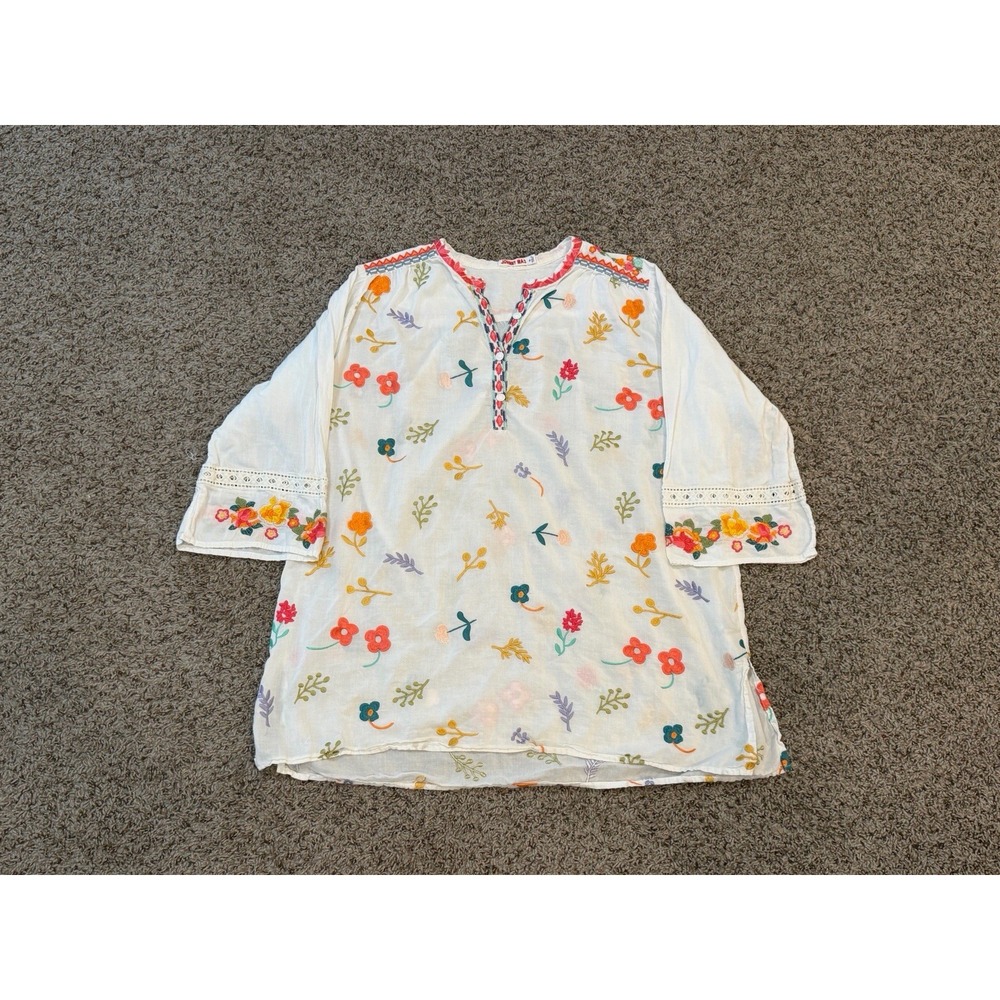 Johnny Was Blouse Embroidered Boho Women's Size XL Floral Colorful